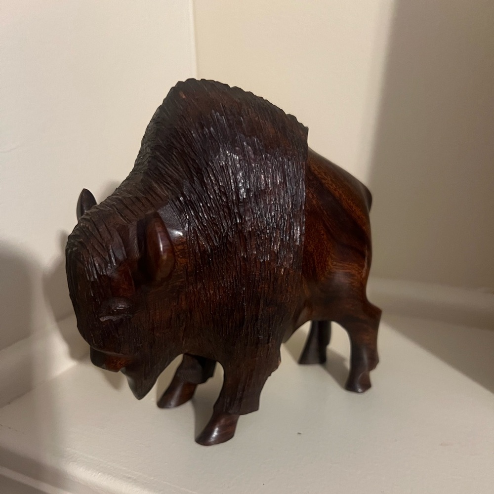 MCM ironwood hand carved Buffalo